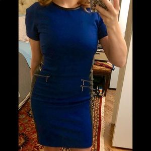 Barbour royal blue and black leather dress